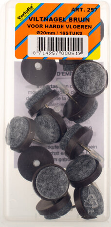 viltnagel diameter 20mm nylon bruin 16 stuks