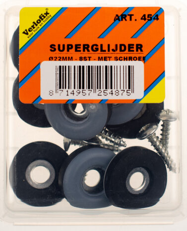 meubelglijder schroef diam.22mm kunstst. grijs 8stuks
