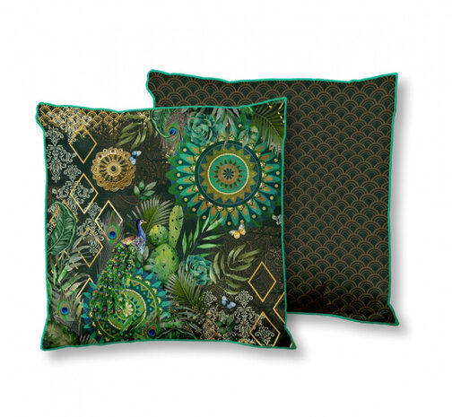gevuld kussen botalia 48 x 48 cm polyester groen