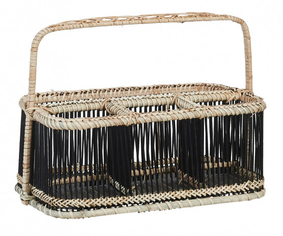 mand Norwich 30 x 20 cm riet beige/zwart