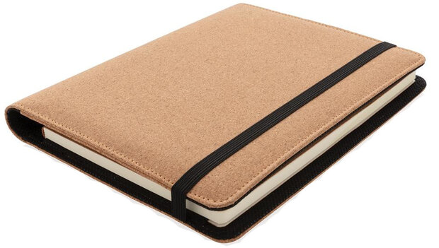 kantoormap met pen Luxe A5 kurk naturel/zwart
