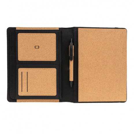 kantoormap met pen Luxe A5 kurk naturel/zwart