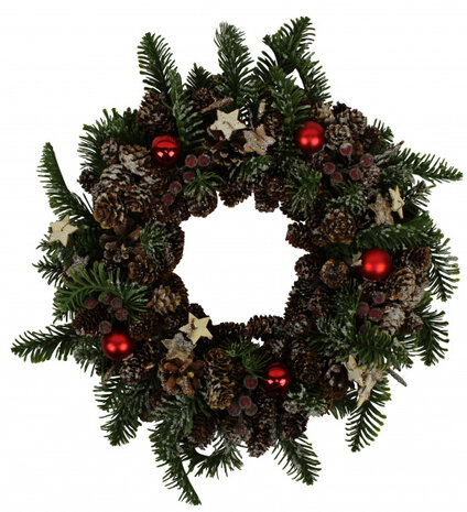 kerstkrans met decoratie 34 cm groen