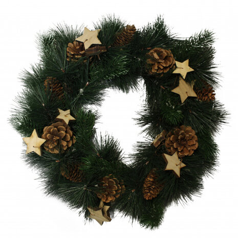 kerstkrans met decoratie 40 cm groen/bruin