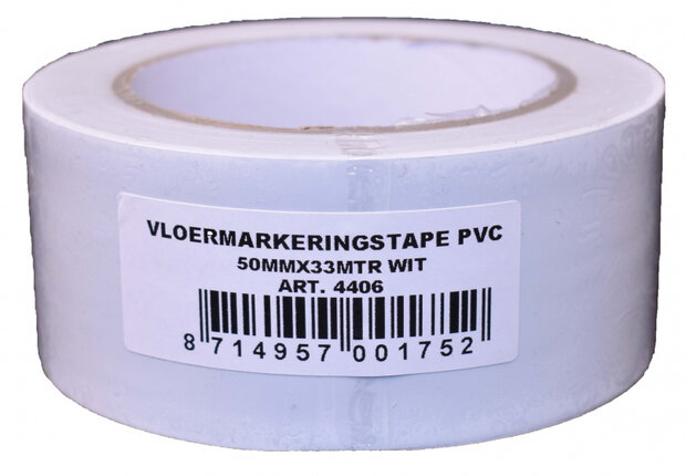 vloermarkeringtape 50 mm x 33 m PVC wit