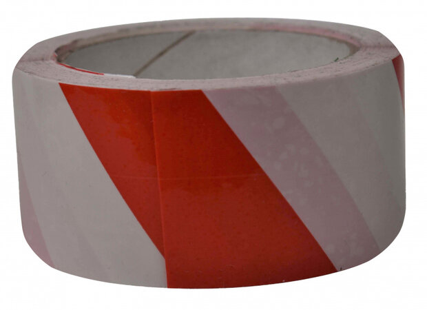 vloermarkeringtape 50 mm x 33 m PVC rood/wit