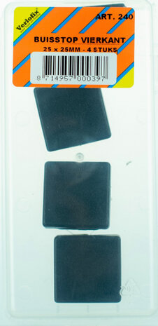buisstop 25 x 25 mm zwart 4 stuks