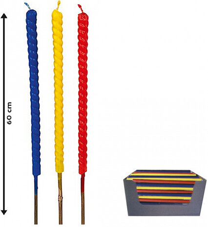 fakkel wasbrander 60 cm blauw/geel/rood 3 stuks