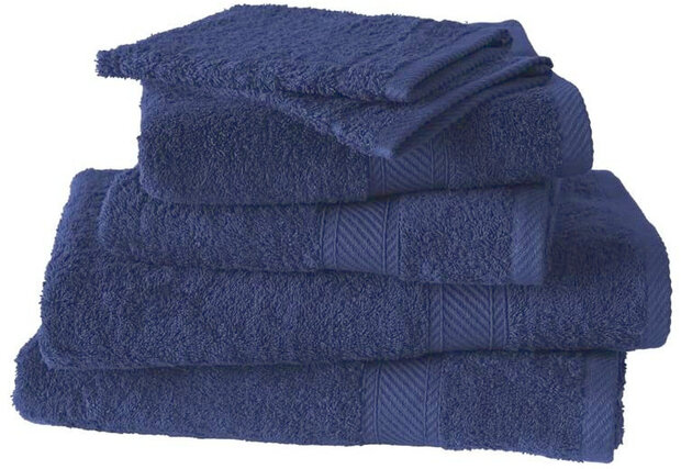 badtextielset H&eacute;l&egrave;ne katoen donkerblauw 6-delig