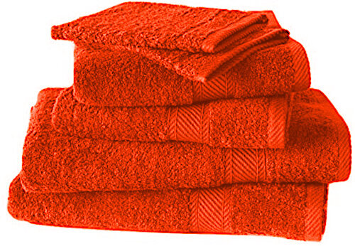 badtextielset H&eacute;l&egrave;ne katoen oranje/rood 6-delig