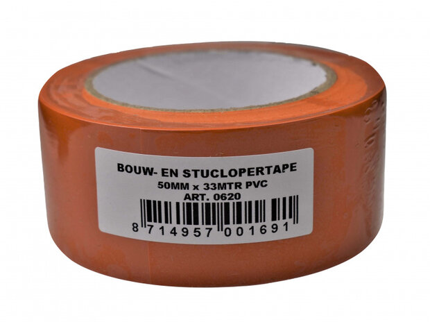 bouw- en stuclopertape 50 mm x 33 m PVC oranje
