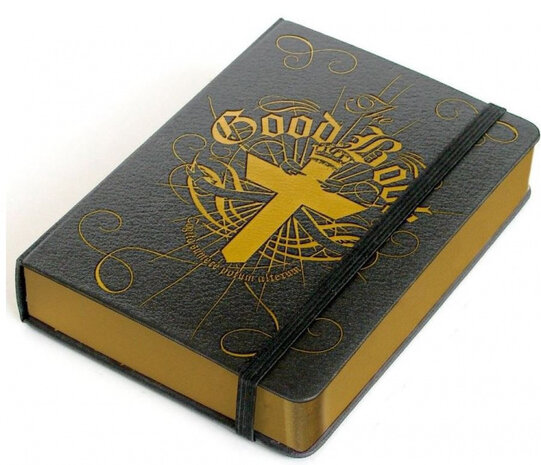 heupfles Good Book 120 ml 14,5 cm staal zilver/zwart