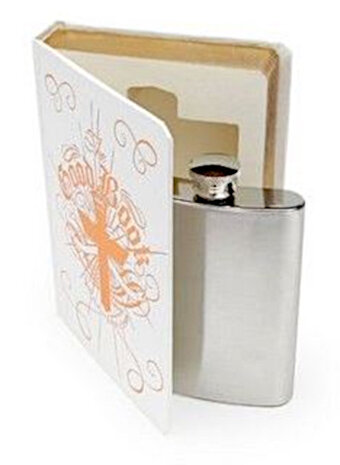 heupfles Good Book 120 ml 14,5 cm staal zilver/wit