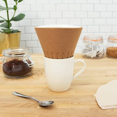 koffiemaker 13 x 9,5 cm kurk bruin 2-delig
