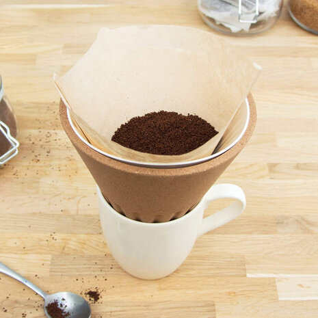 koffiemaker 13 x 9,5 cm kurk bruin 2-delig