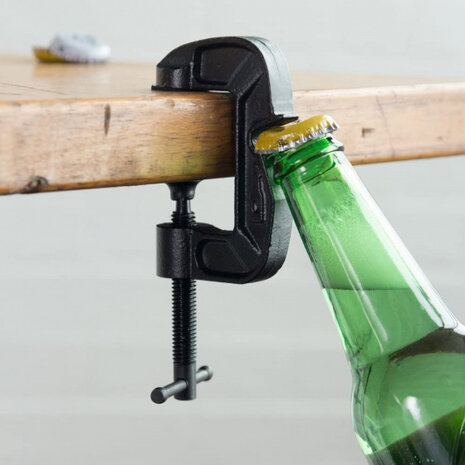 flesopener G-Clamp 26 x 12 cm gietijzer zwart