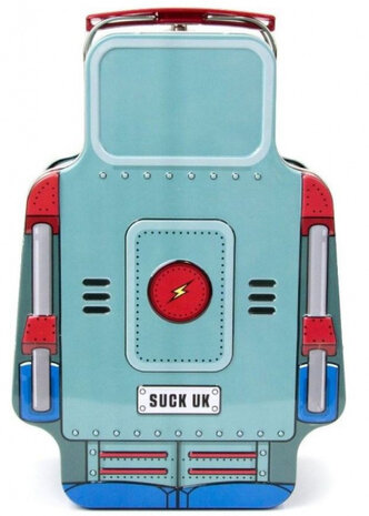 broodtrommel robot 24,5 x 8,5 cm tin lichtblauw