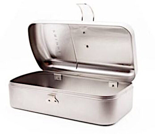 broodtrommel koelkast 24 x 12,5 cm staal zilver