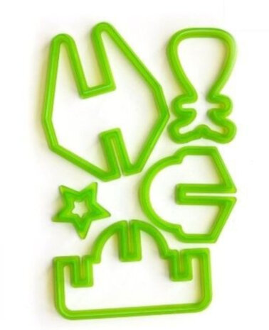 uitsteekvorm Ruimte 13 x 7 cm siliconen groen 5-delig