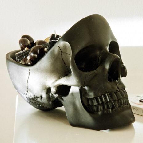 bureau organizer Skull 12,5 x 16 cm polyresin zwart