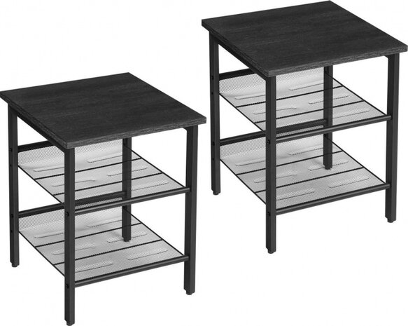 nachtkastjes 50 x 40 cm staal donkergrijs 2 stuks