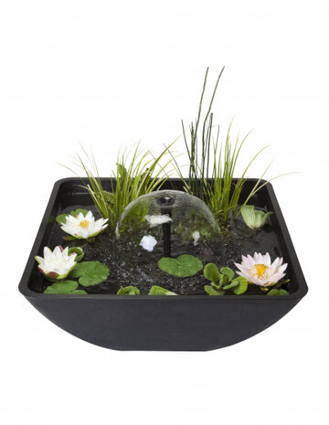 terrasvijver met fontein 75 x 35 cm polystone zwart