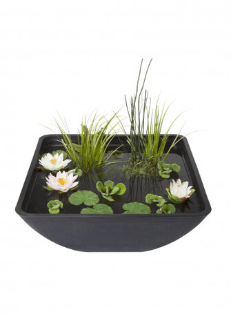 terrasvijver met fontein 75 x 35 cm polystone zwart