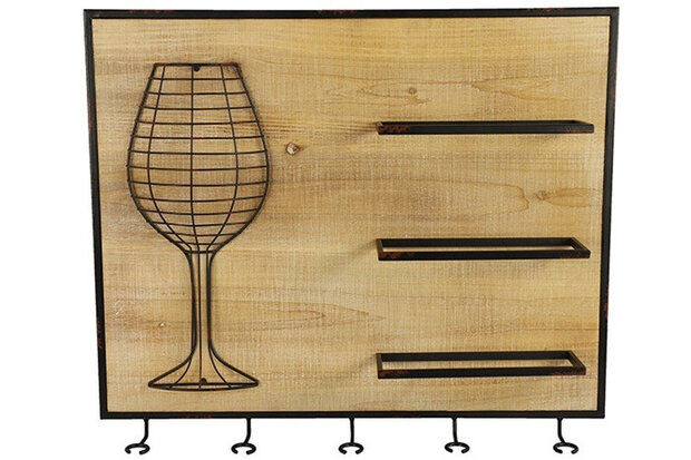 wijnrek Monvalle 52,5 cm staal/hout zwart