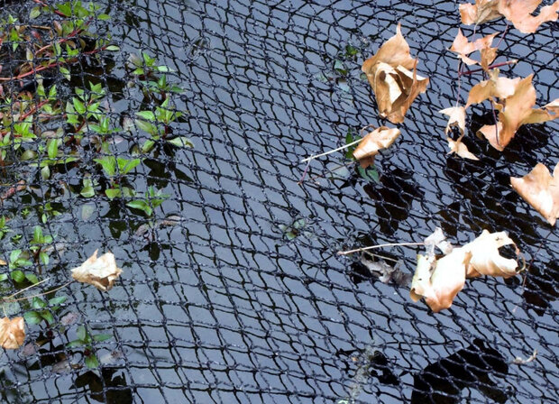 vijverafdeknet 6 x 5 meter polyester zwart 3-delig