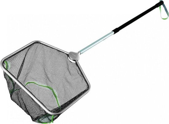 schepnet met telescopische steel vierkant 46 cm zwart