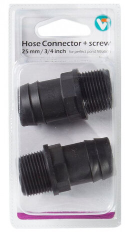 slangtule met schroefdraad 25 mm 3/4 inch zwart 2 stuks