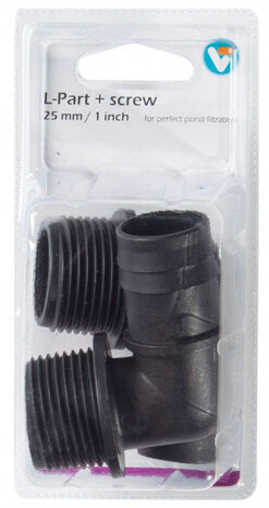 L-stuk met schroefdraad 25 mm 1 inch zwart 2 stuks