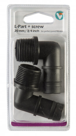 L-stuk VT met schroefdraad 20 mm 3/4 inch zwart 2 stuks