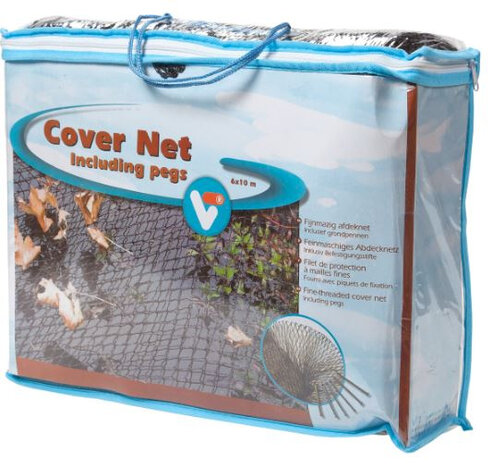afdeknet VT met grondpennen 6 x 10 meter polyester zwart