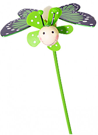 tuinprikker Butterfly 9 x 8 cm hout groen