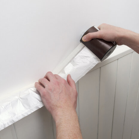 afplaktape met afdekfolie 550 mm x 33 m in dispenser