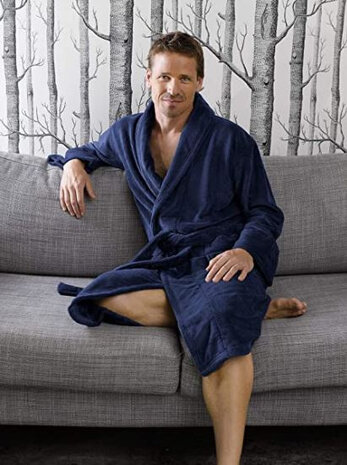 badjas Gentle heren katoen donkerblauw maat XL