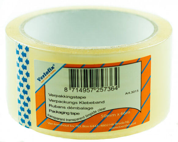 verpakkingstape 50 mm x 66 m polypropyleen transparant