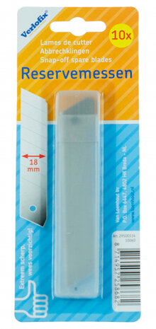 reservemes voor afbreekmessen 18 mm RVS zilver 10 stuks