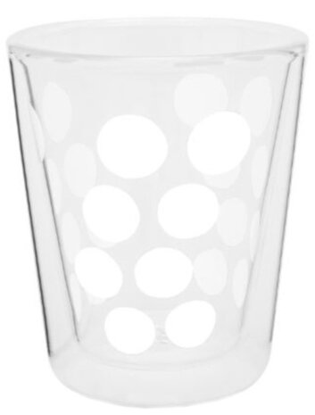 koffieglas Dot Dot dubbelwandig 200 ml glas wit