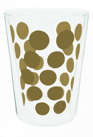 theeglas Dot Dot dubbelwandig 350 ml glas goud