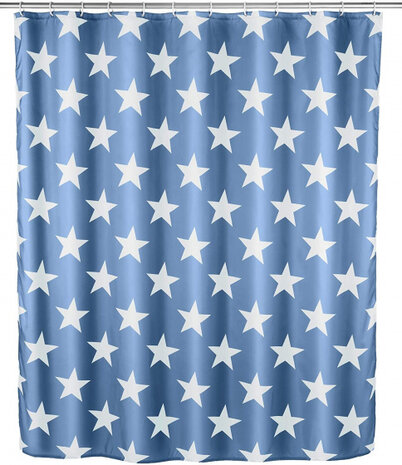 douchegordijn Stella 180 x 200 cm polyester blauw/wit