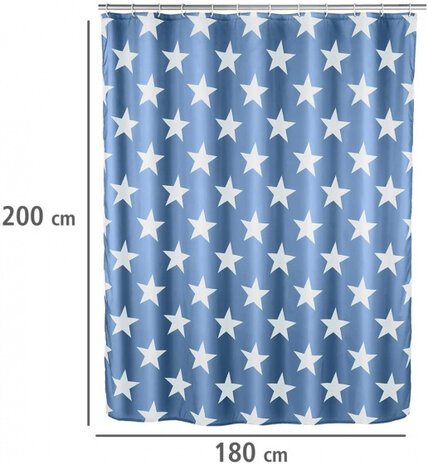 douchegordijn Stella 180 x 200 cm polyester blauw/wit