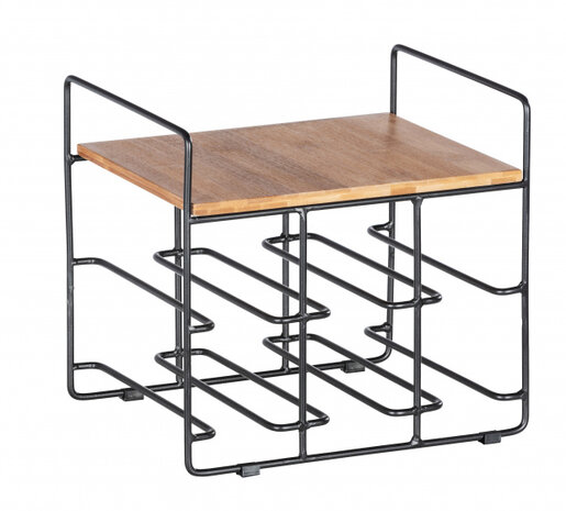 wijnrek Loft 30 x 27,5 x 24 cm RVS/bamboe zwart