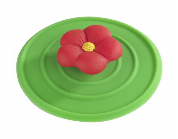afvoerstop bloem 11 x 2 cm siliconen groen/rood
