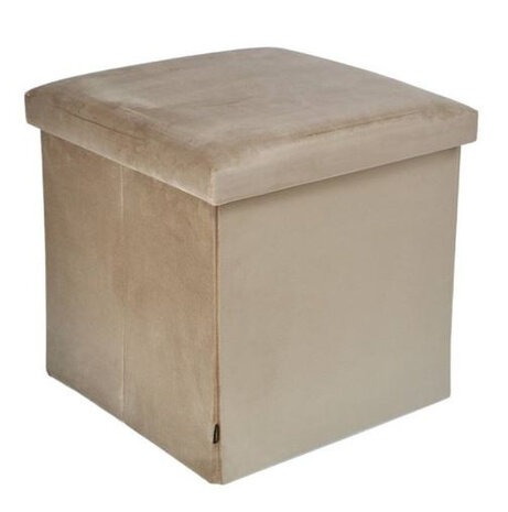 opbergbox/ poef 38 cm 55 liter fluweel beige