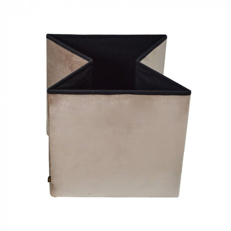 opbergbox/ poef 38 cm 55 liter fluweel beige