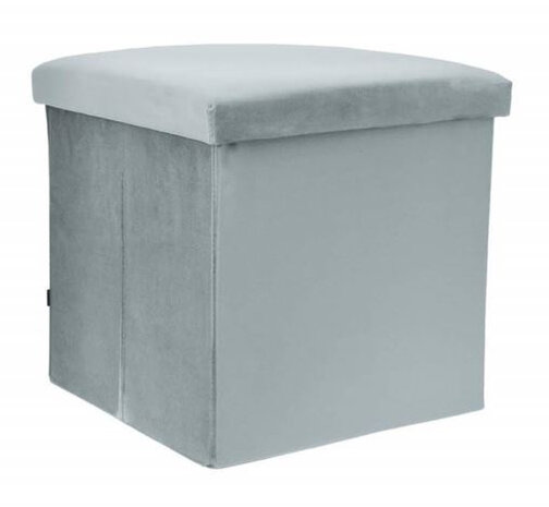 opbergbox/ poef 38 cm 55 liter fluweel grijs