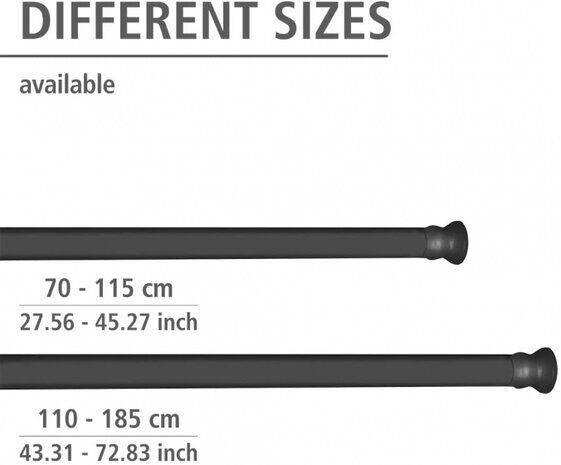 douchegordijnstang 110 - 185 cm aluminium zwart
