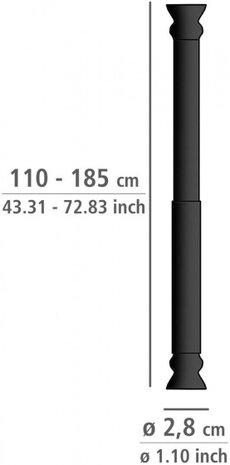 douchegordijnstang 110 - 185 cm aluminium zwart